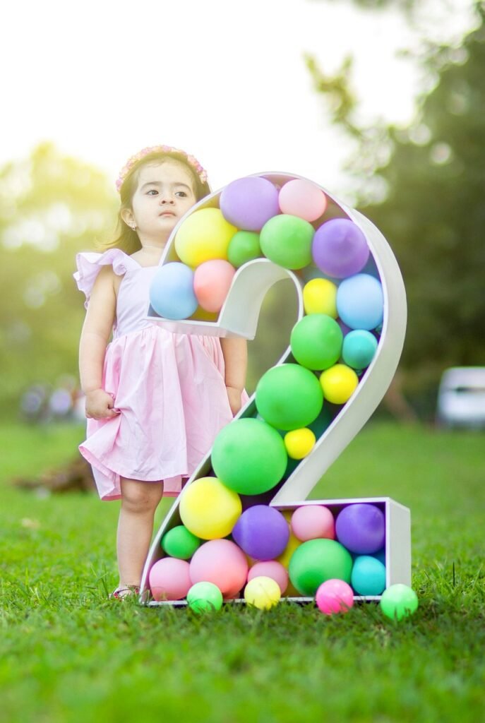 little girl, 2nd birthday, birthday celebration, birthday photoshoot, backyard, happy birthday, birthday party, childhood